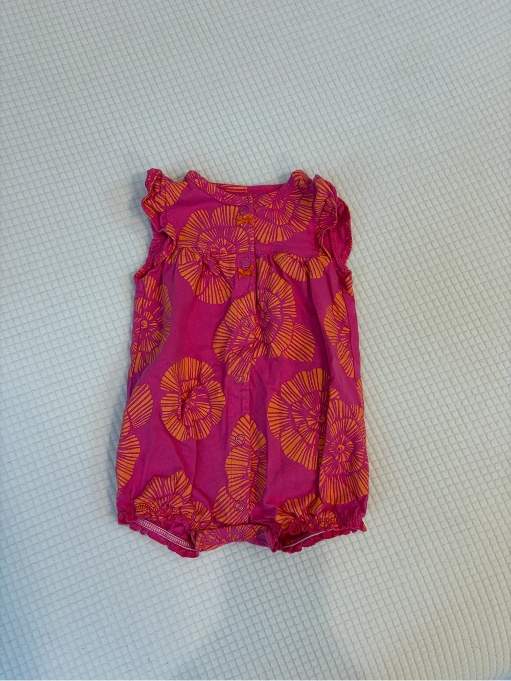Bold Floral Print Carter’s Ruffled Sleeveless Infant Romper